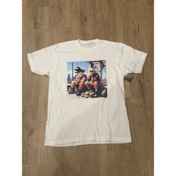 Hard Turn Dragon Ball Z Goku & Naruto From Naruto Eating T-Shirt Men’s Large - Picture 1 of 6